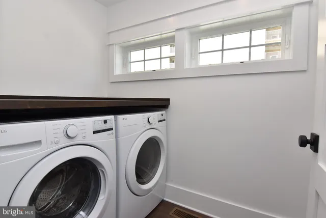 a close up view of washer and dryer