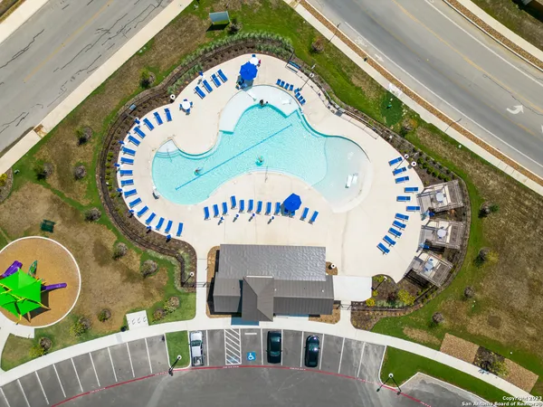 a view of a park with slide