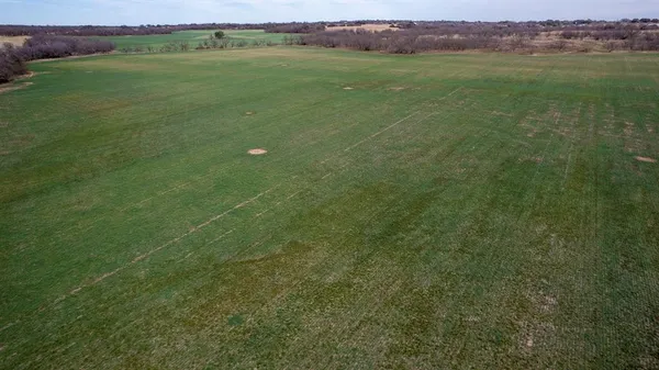a view of a field with an ocean view