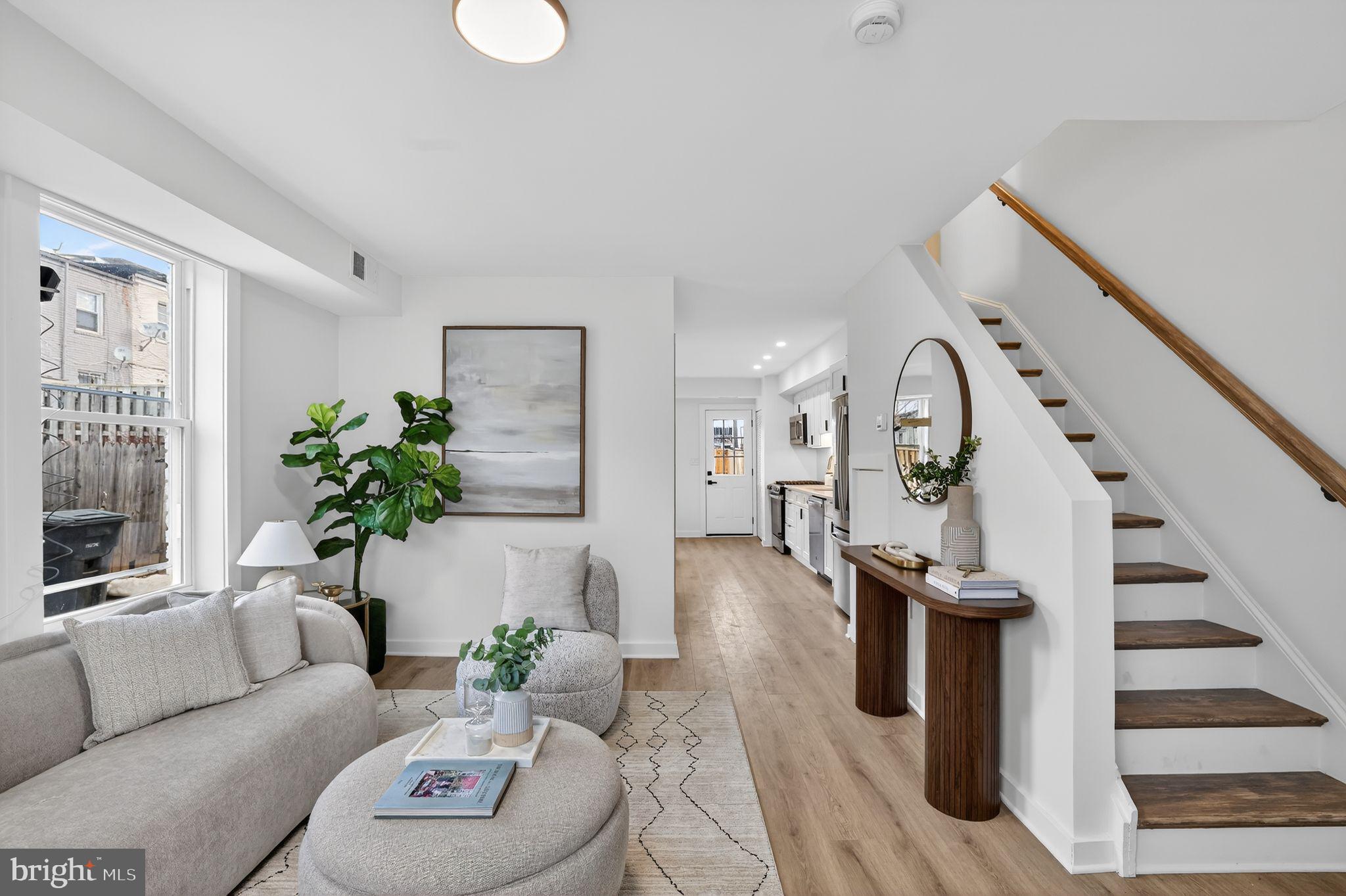 a living room with furniture