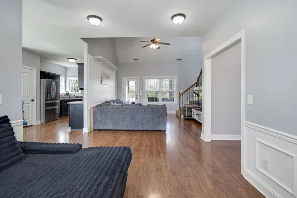a living room with furniture and a couch