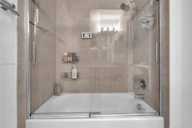a bathroom with a bathtub