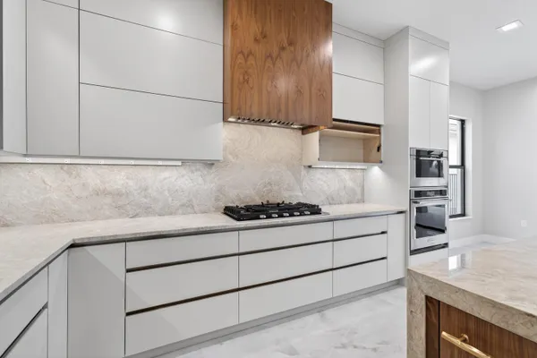 a utility room with cabinets