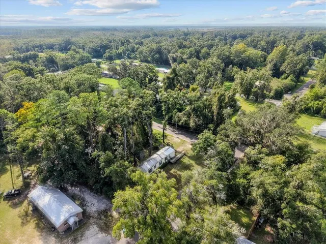 a view of a green field with lots of bushes