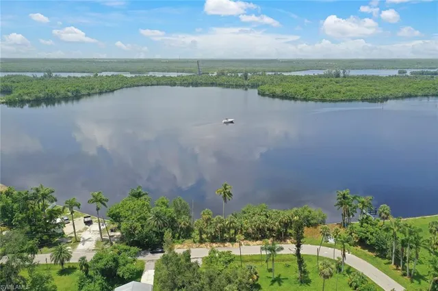 a view of a lake with a mountain in the background