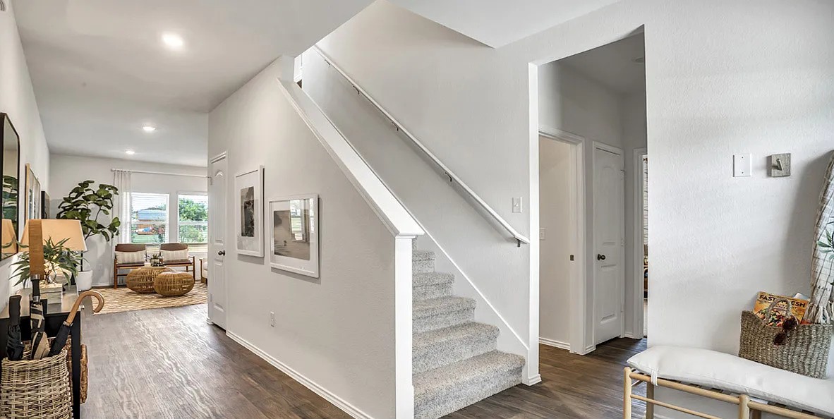11524 Rush Lane Elgin, TX 78621 - Photo 6 of 29 Stairs featuring wood finished floors and recessed lighting