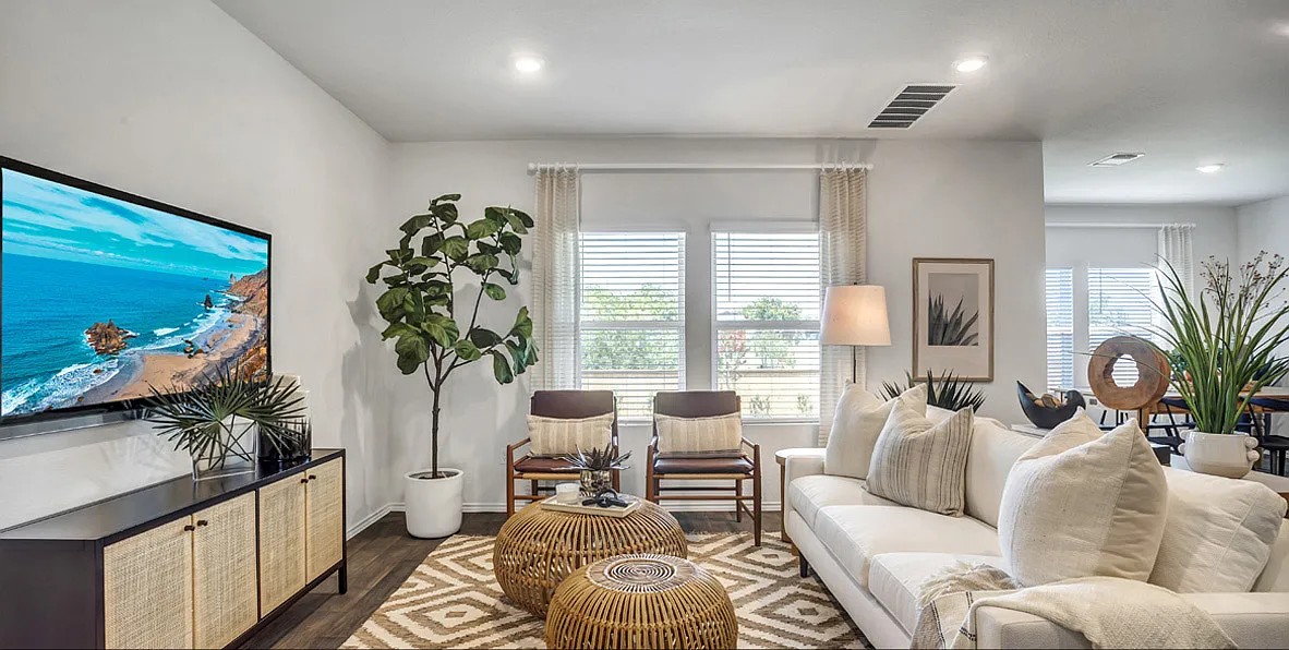 11524 Rush Lane Elgin, TX 78621 - Photo 7 of 29 Living area with dark wood-style flooring and recessed lighting