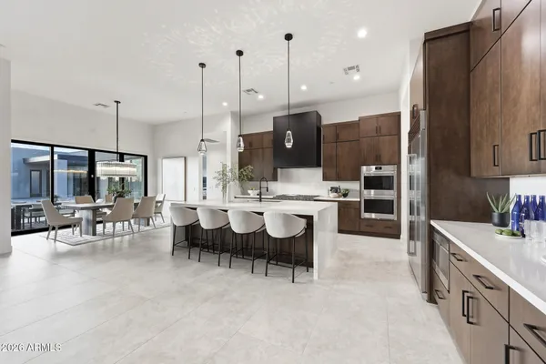 a large kitchen with lots of counter space