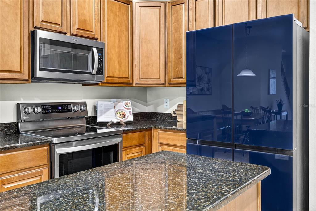 10859 Breaking Rocks Drive Tampa, FL 33647 - Photo 17 of 57 a kitchen with stainless steel appliances granite countertop a stove a sink and a microwave