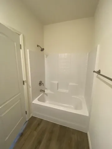 a bathroom with a bathtub
