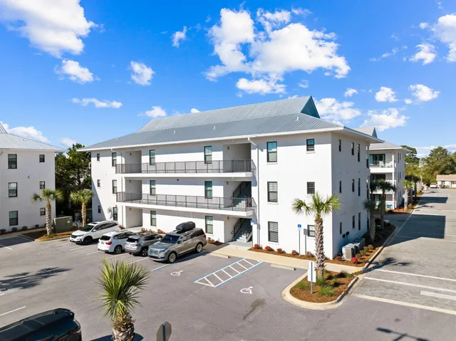 a front view of a building with street view