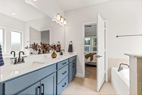 a bathroom with a sink double vanity
