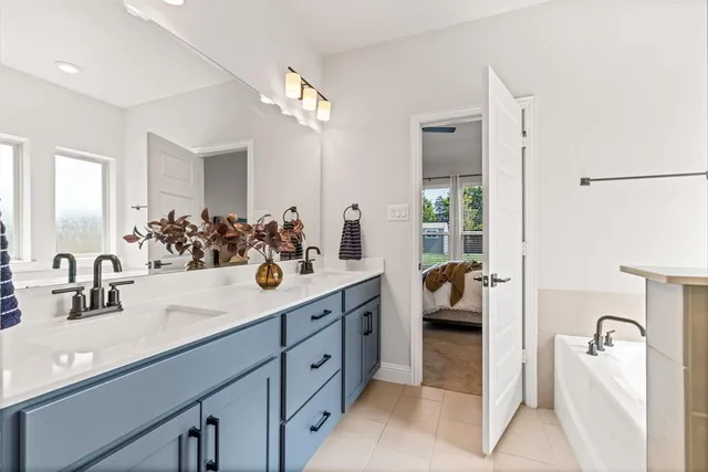 a bathroom with a sink double vanity