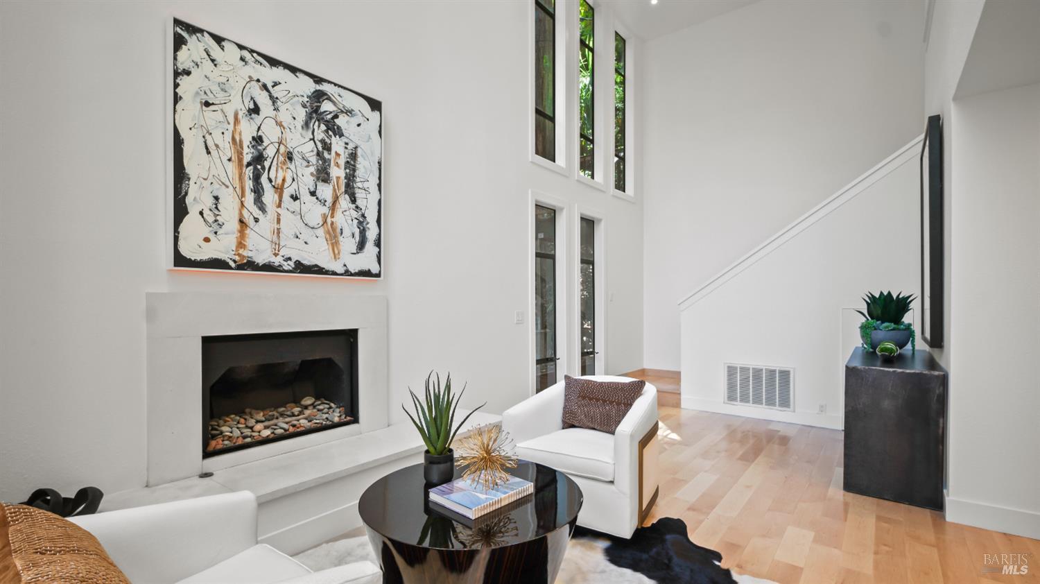 580 Ralston Avenue Mill Valley, CA 94941 - Photo 3 of 50 a living room with furniture and a fireplace