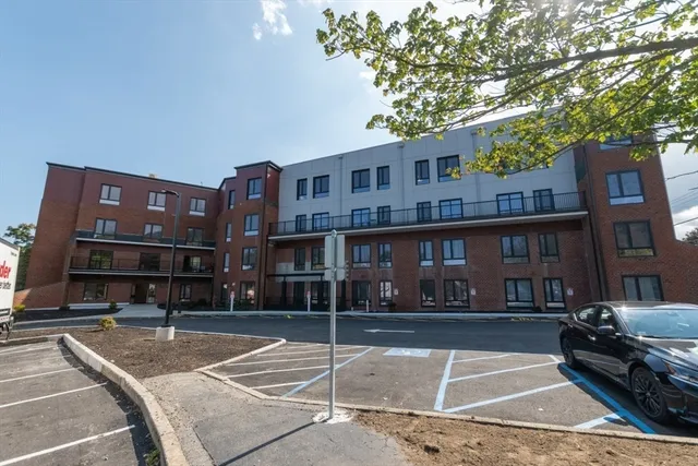 a front view of a building with street