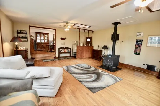 a living room with furniture