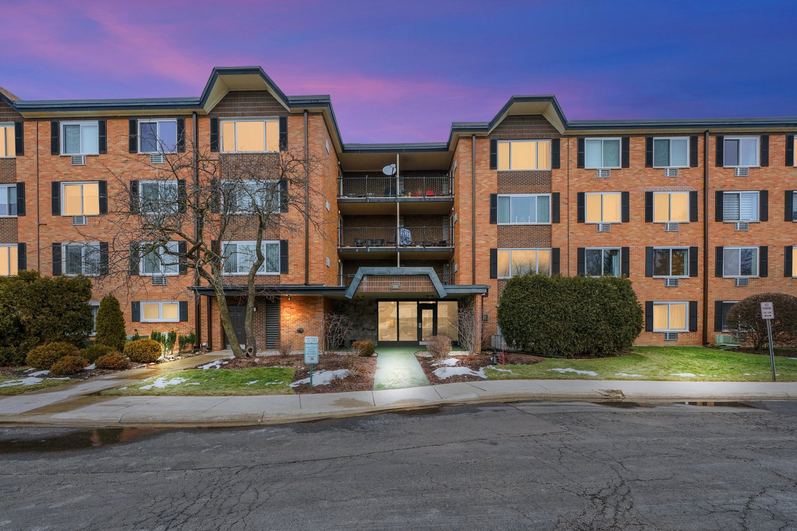 a front view of a building