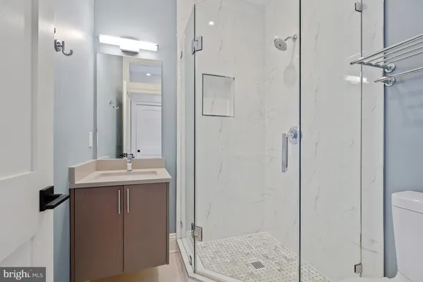 a bathroom with a bathtub
