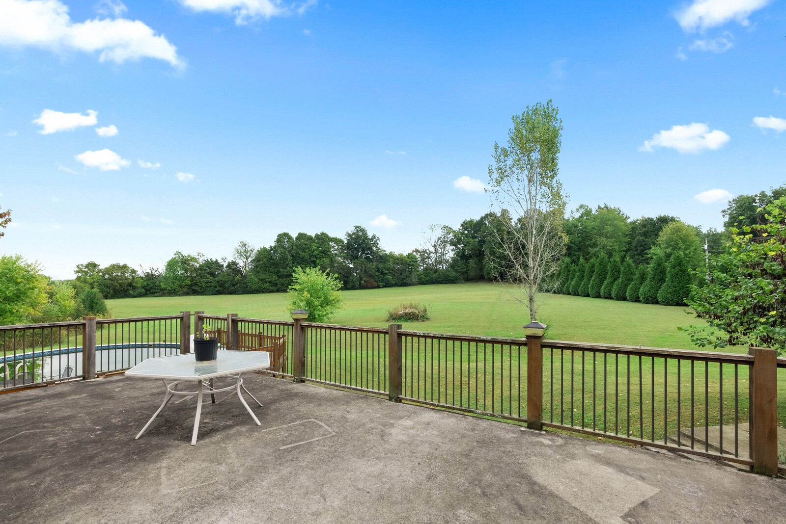 7336 Chowning Road Springfield, TN 37172 - Photo 38 of 45 a view of a deck with a floor to ceiling window next to a yard