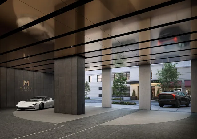 a car parked in front of a building