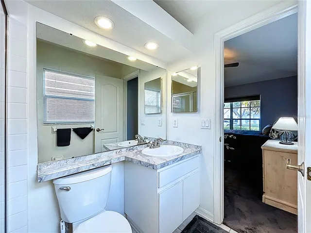 a view of a garage with storage