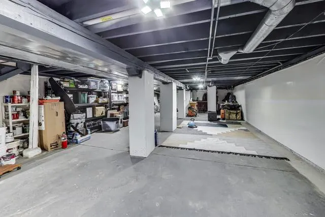 a view of empty room with storage