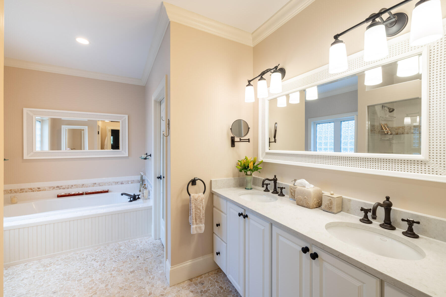 94 Marthas Road Edgartown, MA 02539 - Photo 11 of 36 a bathroom with a tub sink and mirror