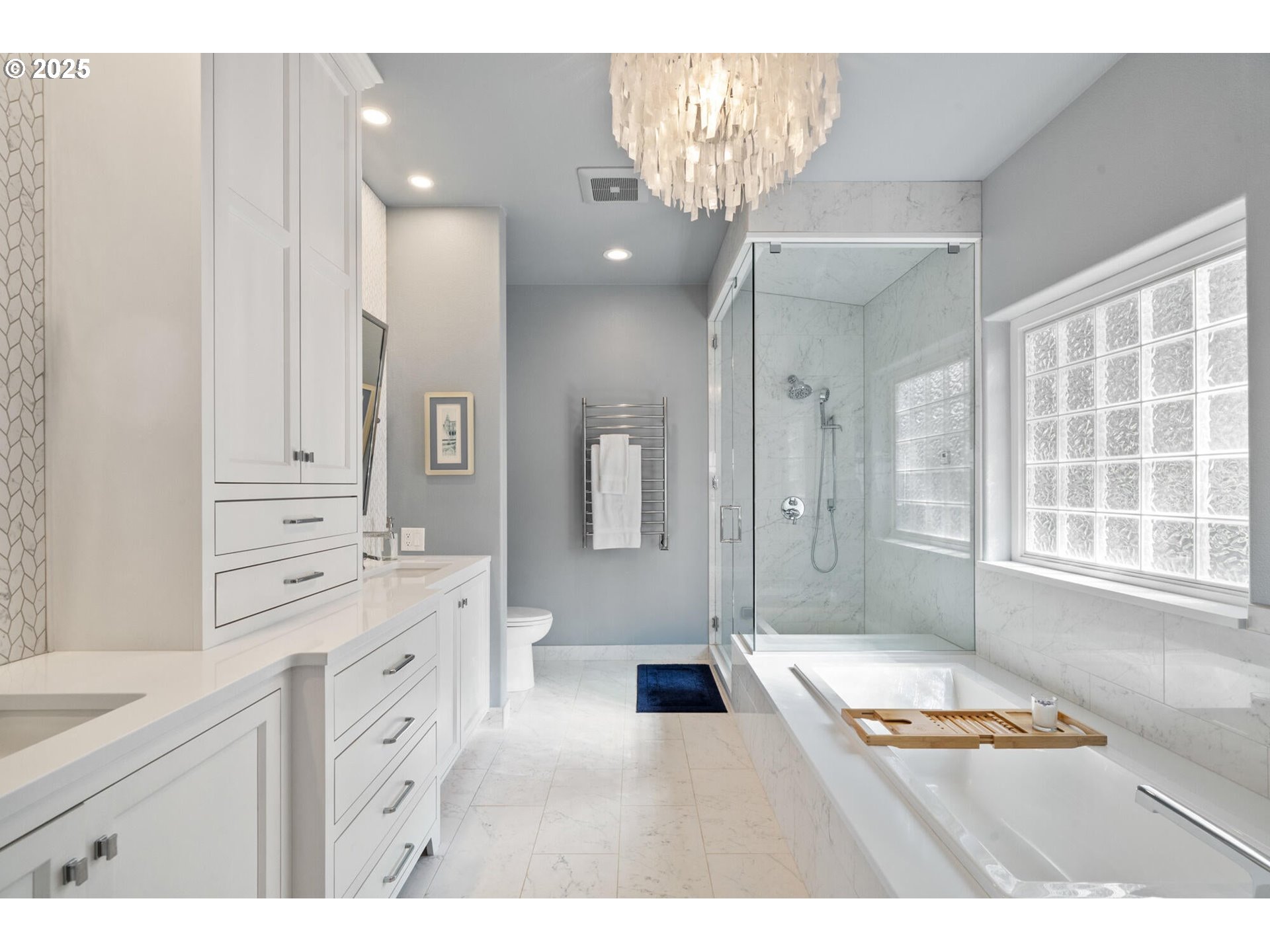 3375 Netarts Bay Drive Netarts, OR 97141 - Photo 25 of 48 a bathroom with a granite countertop sink a large mirror and a shower