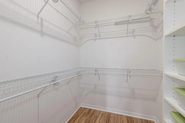 a view of a room with racks on the wall