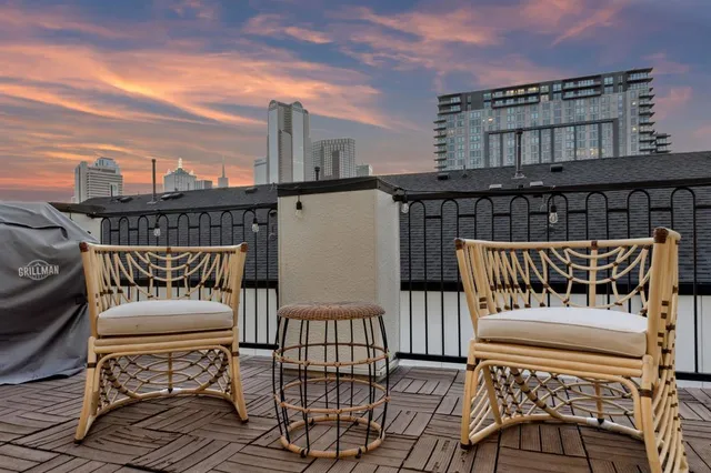 a view of a chair with a deck