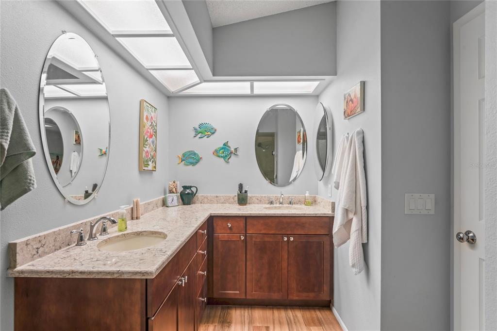 4740 Carrington Court New Port Richey, FL 34655 - Photo 34 of 66 a bathroom with a granite countertop sink and a mirror