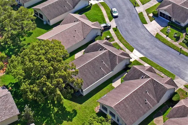 a garden view with a seating space