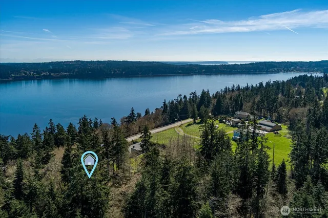 a view of a lake with a mountain