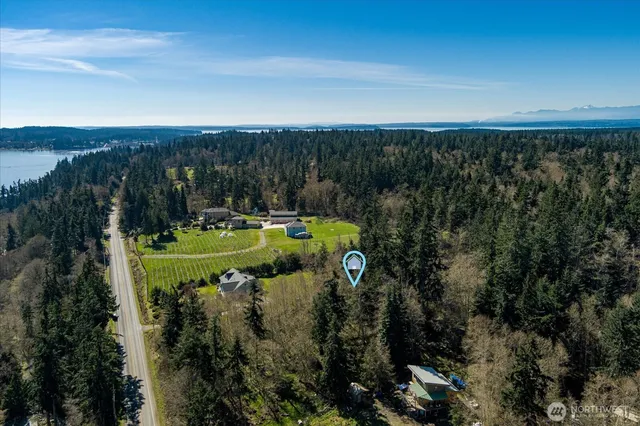 a view of a golf course with a lake