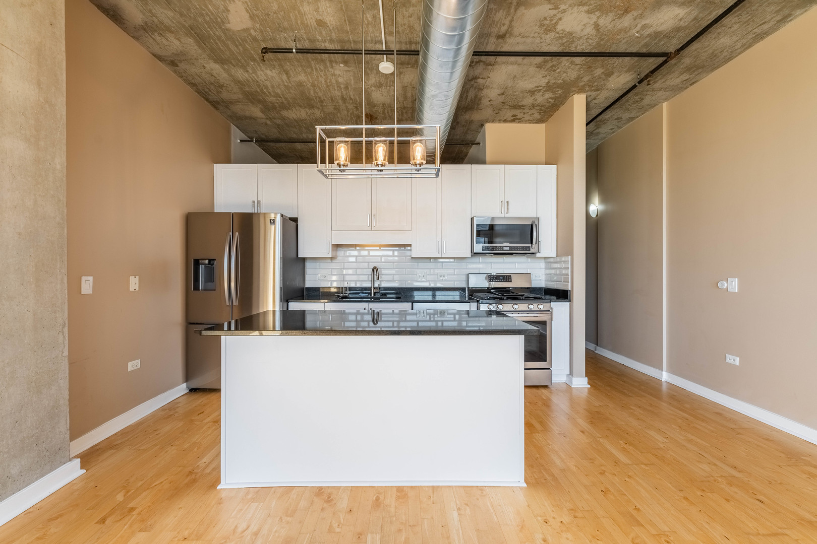 50 East 16th Street, Unit 411 Chicago, IL 60616 - Photo 11 of 22 a kitchen with stainless steel appliances granite countertop a refrigerator and a stove