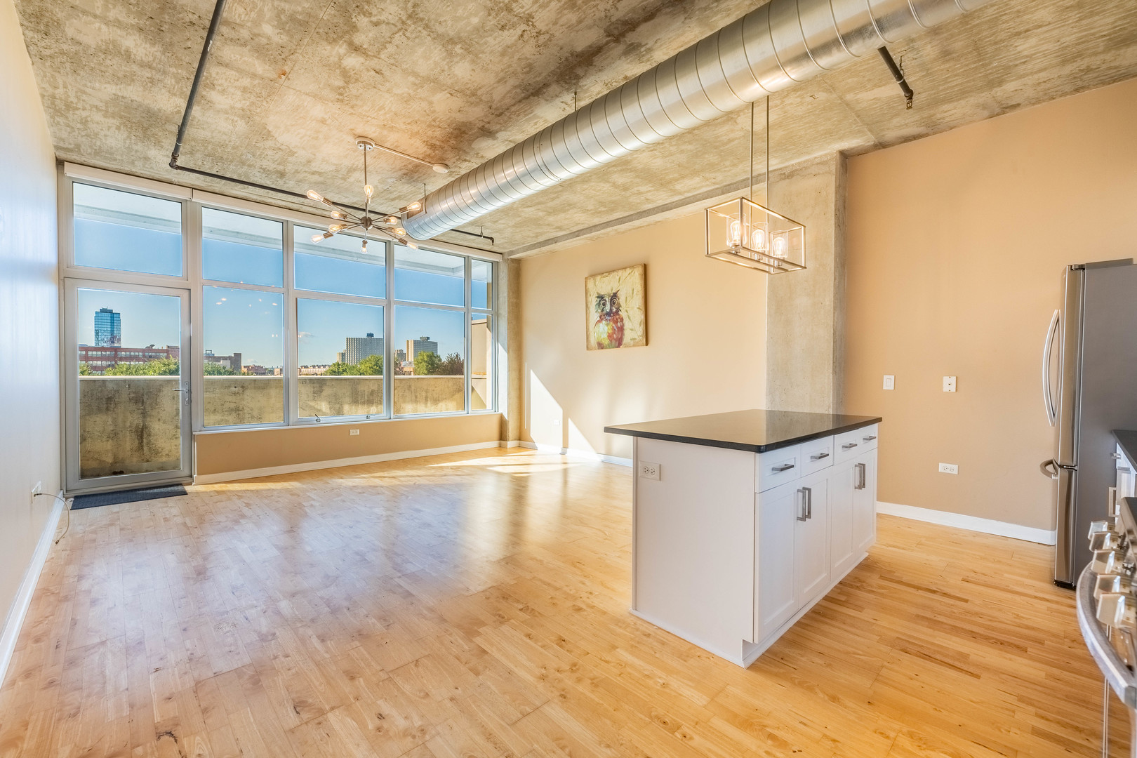 50 East 16th Street, Unit 411 Chicago, IL 60616 - Photo 7 of 22 a view of an empty room with wooden floor and a glass door