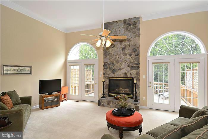 13606 Mills Farm Road Rockville, MD 20850 - Photo 10 of 30 Living room with 13' ceiling & stone fireplace.