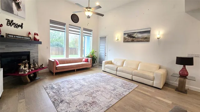 a living room with furniture and a couch