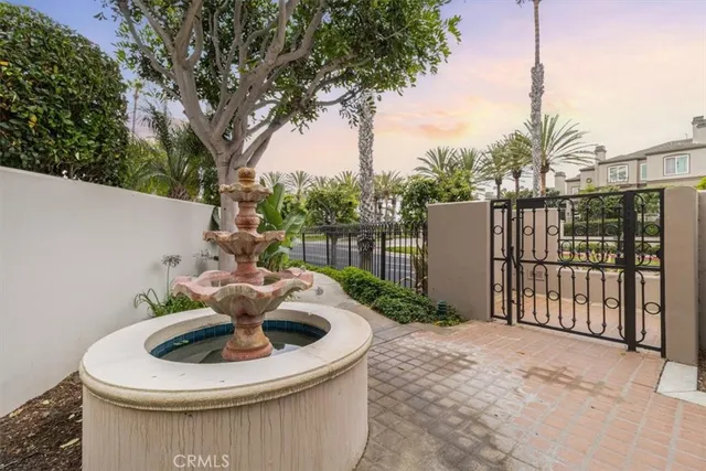 a view of a patio in backyard