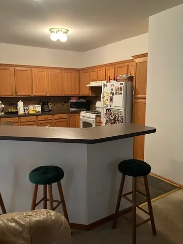 a kitchen with a sink a counter and cabinets