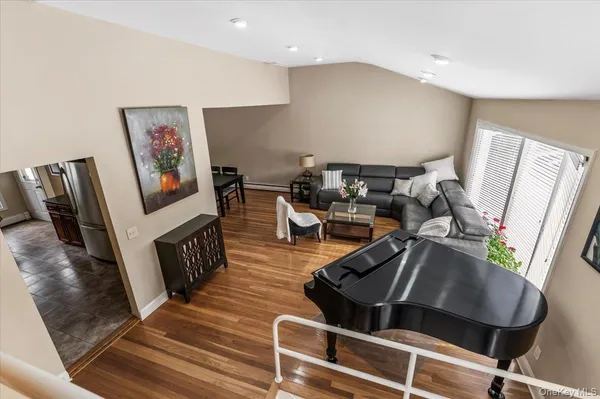 a living room with furniture