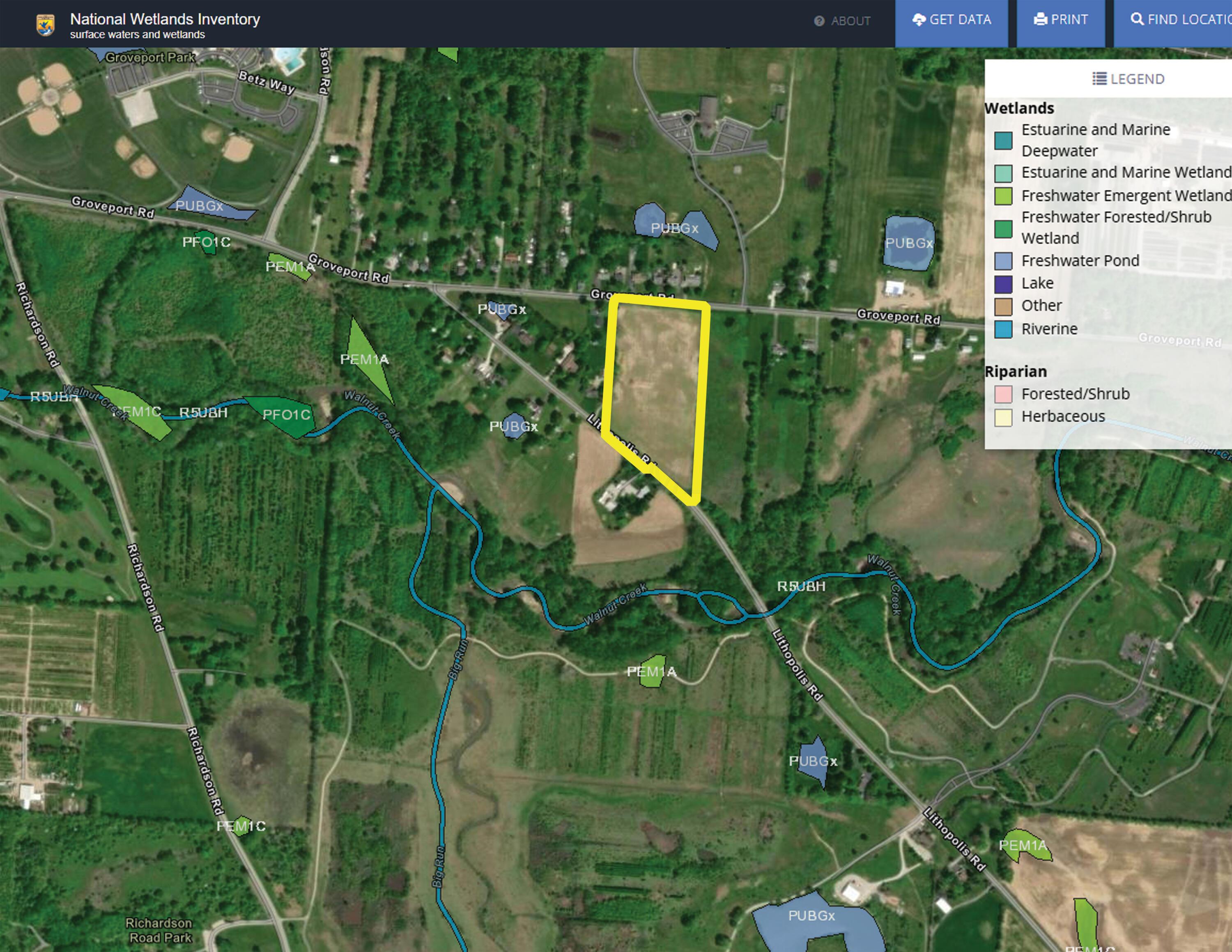 6433 Lithopolis Road Groveport, OH 43125 - Photo 11 of 12 Wetlands Map