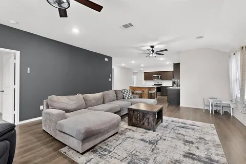 a living room with furniture