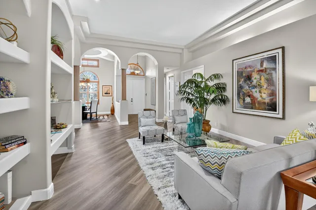 a kitchen with a stove and a microwave