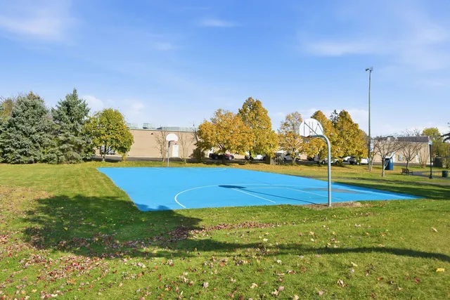 a view of a yard with an ocean