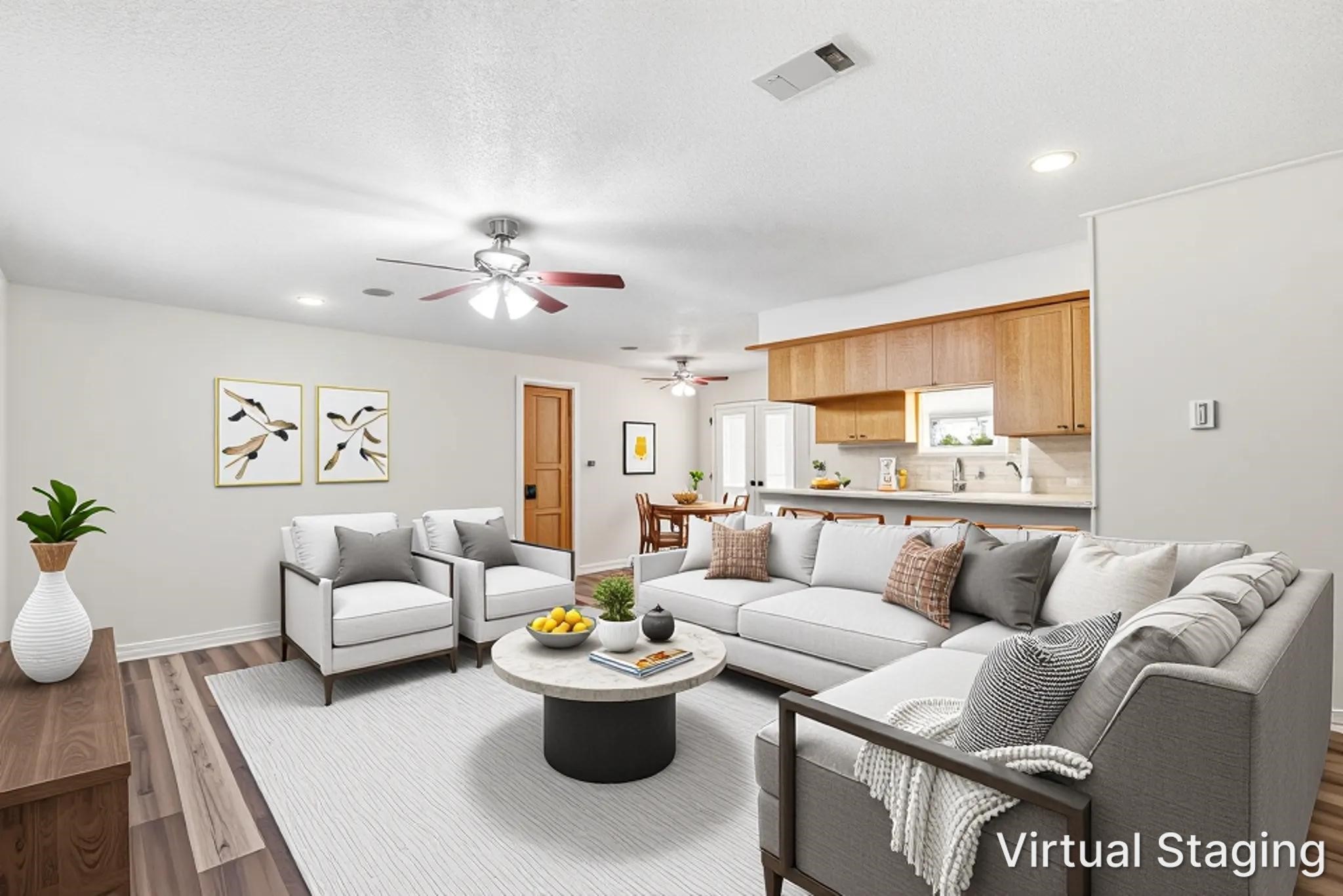 209 Red Oak Street Livingston, TX 77351 - Photo 5 of 34 AI Generated Virtual Staging of Living Room View 2