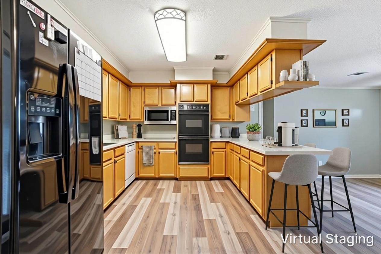 209 Red Oak Street Livingston, TX 77351 - Photo 8 of 34 AI Generated Virtual Staging of Kitchen View