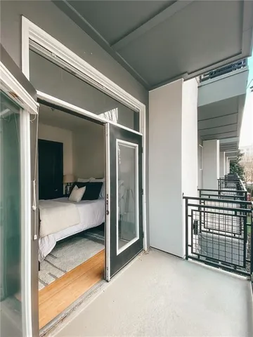 a workspace with furniture and wooden floor