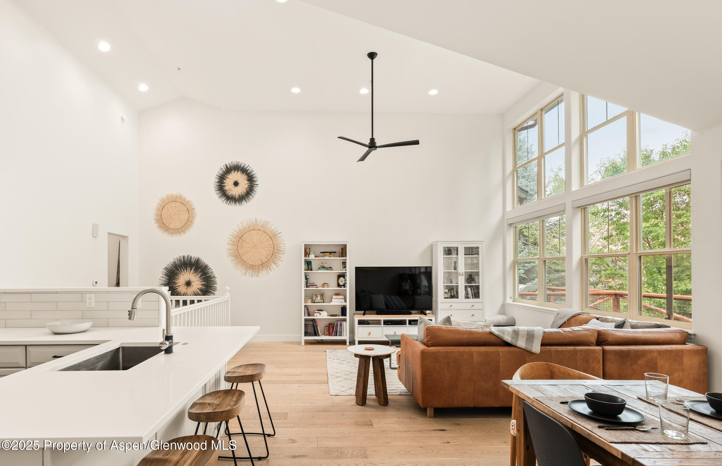 545 Evans Court Basalt, CO 81621 - Photo 3 of 25 a living room with furniture a flat screen tv and a large window