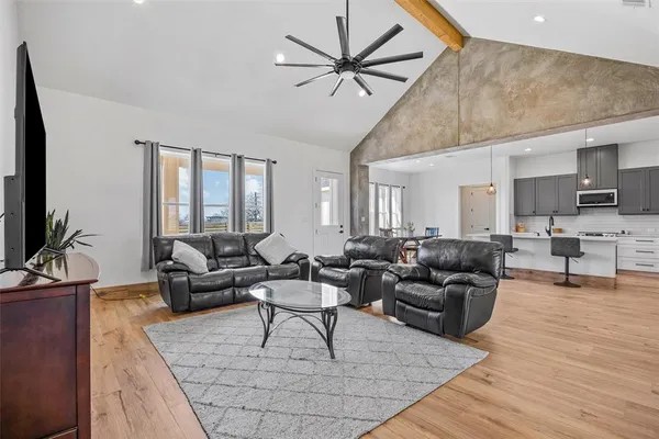 a living room with furniture